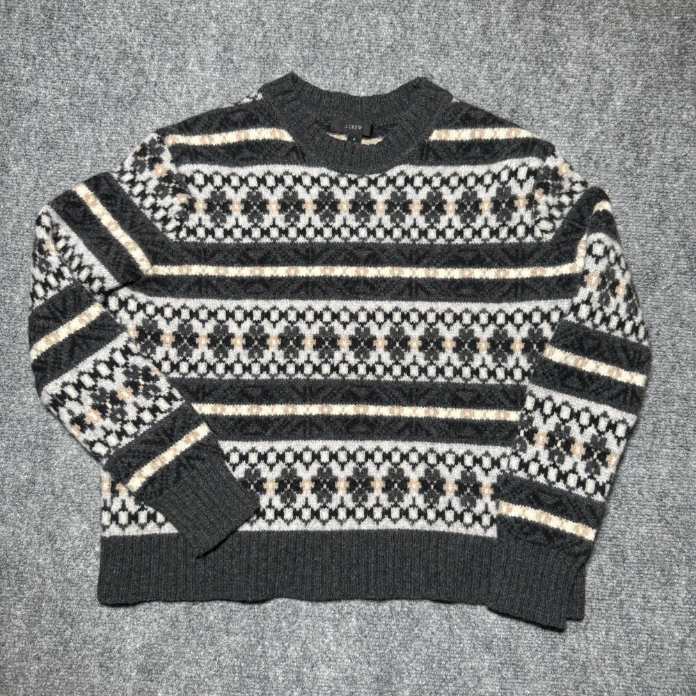 J. Crew Fair Isle‎ 100% Lambs Wool Crewneck Sweater Women's Size Small
